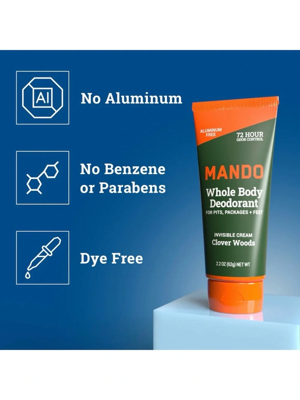 Mando Clover Woods Invisible Cream Whole Body Deodorant 3oz